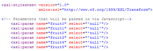 Figure 1: Specify the names of the parameters in XLST.